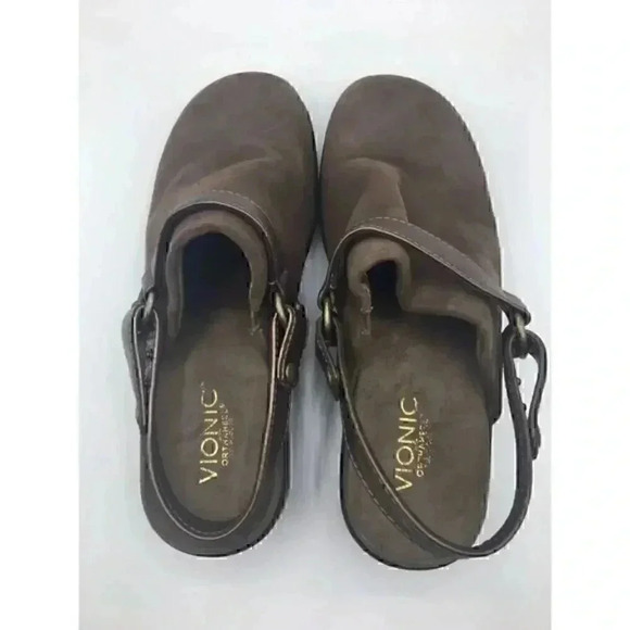 Vionic 372 Adelaide womens slingback orthaheel clogs brown suede leather size 8 - Picture 5 of 8